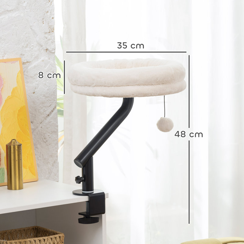 Cat Bed for Desk 360 Rotatable Adjustable Cat Desk Bed Cream White
