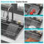 Évier de cuisine en acier inoxydable à chute d'eau de style Gunmetal - éviers de cuisine à rebord à cuve simple en acier inoxydable de calibre 16 de 33 po x 22 po x 10 po avec robinet rétractable et laveuse à gobelets