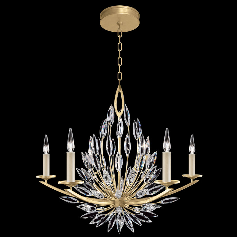 Lily Buds 6 - Light Chandelier, Gold, 35" H x 48" W x 25" D