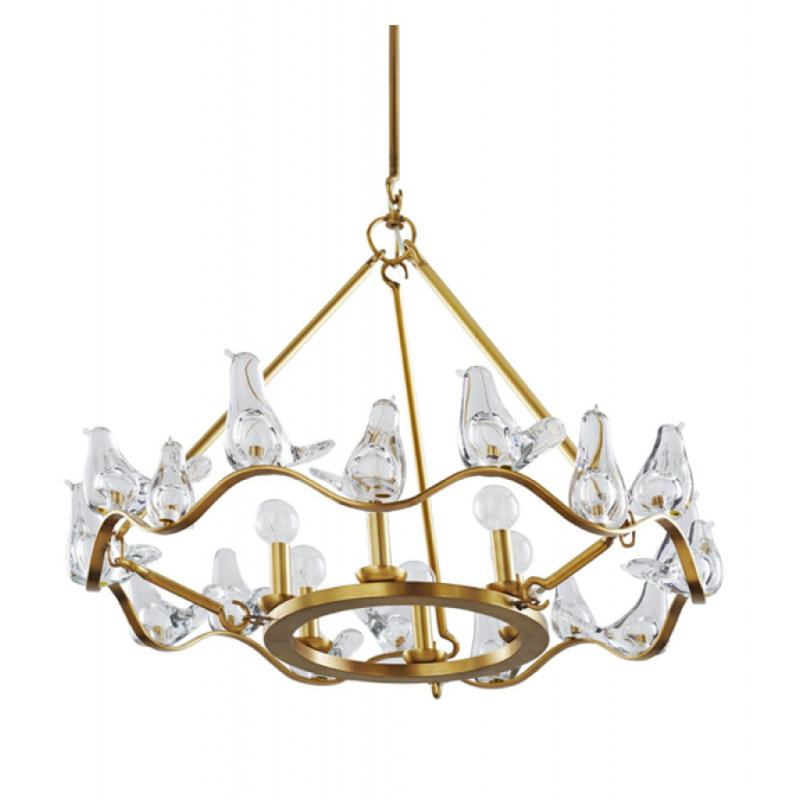 Lustre à 8 lumières Murana, Nickel brossé, Fumée, 42” Width x 42” Depth x 50" Height