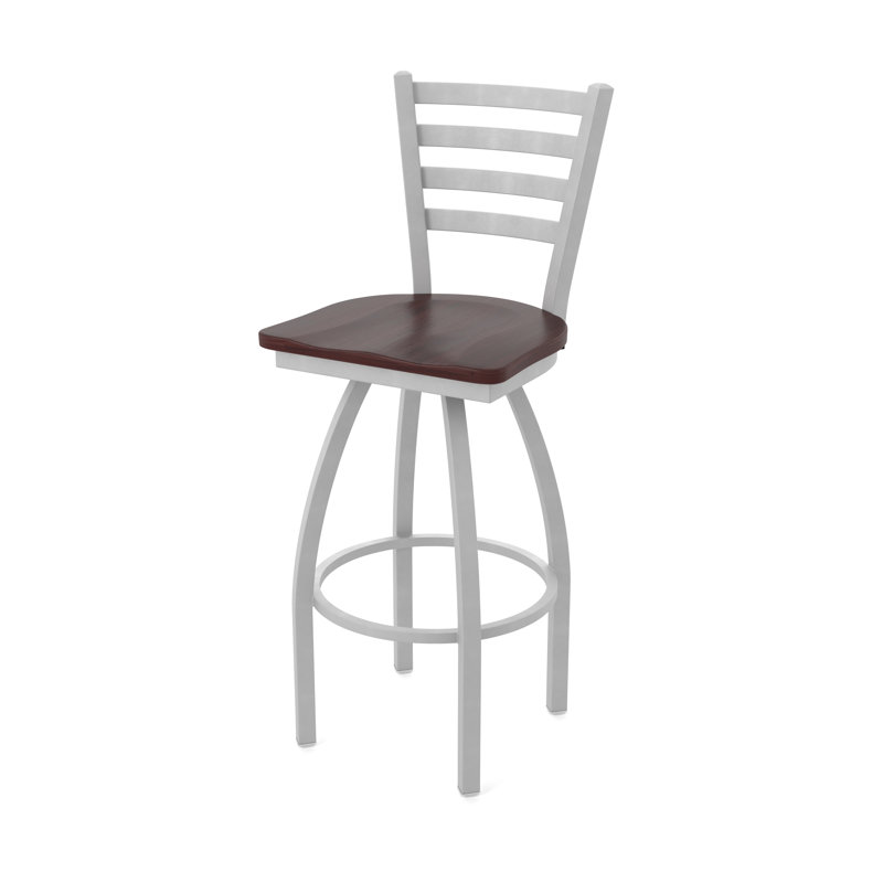 Tabouret pivotant Jackie, Bois - Érable cerise foncée, Nickel anodisé, Tabouret de bar (assise de 30 po de hauteur)