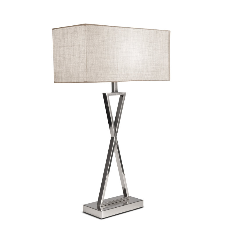 Avory 64cm Rectangle Metal Narrow Table Lamp, Grey, Silver