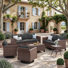 Ensemble de patio extérieur 6 pièces avec chaises berçantes pivotantes à 360 ° - conversation 7 pièces en osier