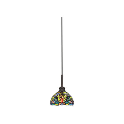 Mini-luminaire suspendu à cordon Edge avec verre d'art kaléidoscope de 7 po