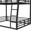 Lit superposé au-dessus de grand lit double en métal noir pour les adolescents et les adultes - espace, silencieux, facile à assembler pour les invités-1745840987