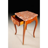 Handcrafted Italian Rosewood Accent Table with Marble Top