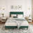 Platform Bed Frame with Headboard, Comfy Corduroy Upholstered Bed Frame with Wooden Slats Support, No Box Spring Needed-855076894-855076892