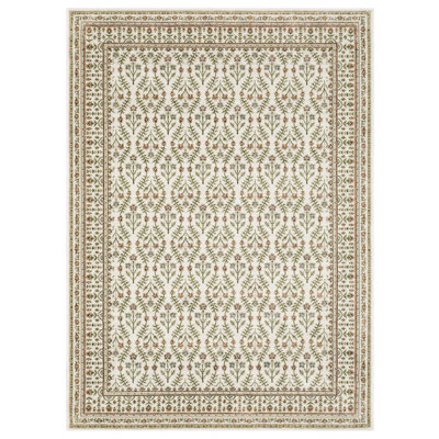 Tapis ivoire traditionnel à bordure Adela