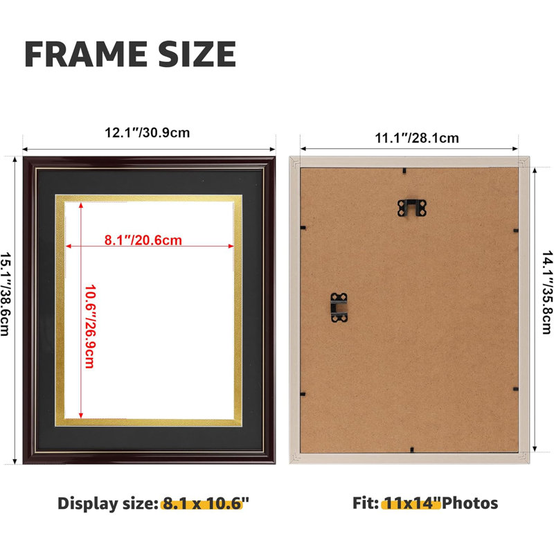 Cadre 11 x 14 avec passe-partout 8,5 x 11