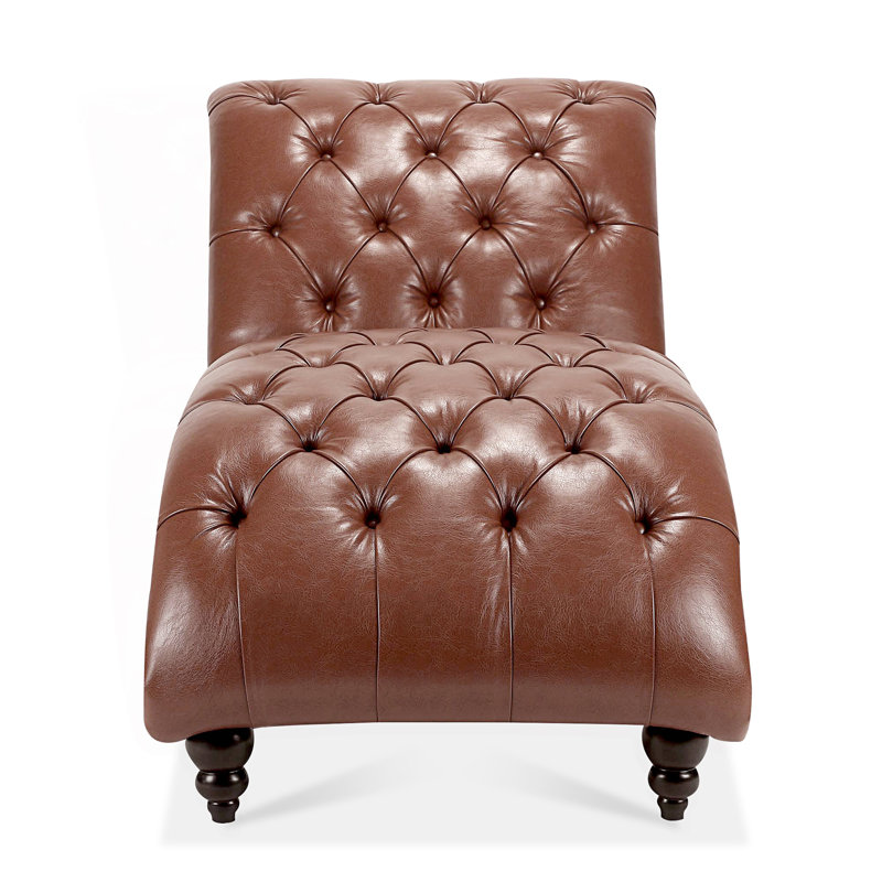 Chaise longue sans accoudoirs touffetée avec mousse haute densité, Brun