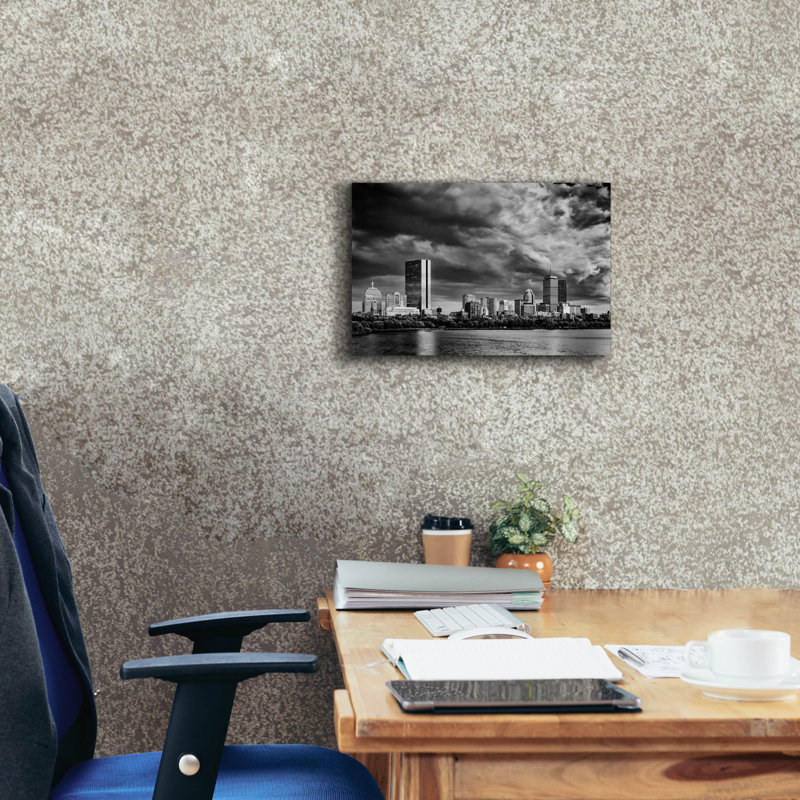 «Boston Skyline Monicoloch» par Rick Berk, art mural sur toile, H 12 po x l 18 po x P 0,75 po