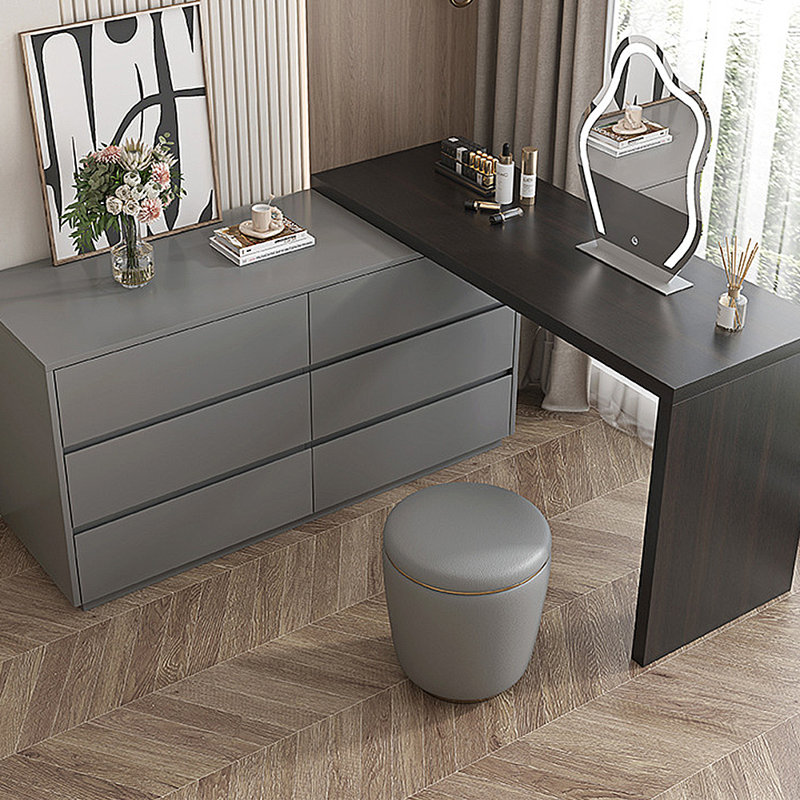Simple retractable dresser vanity cabinet, Black/Gray