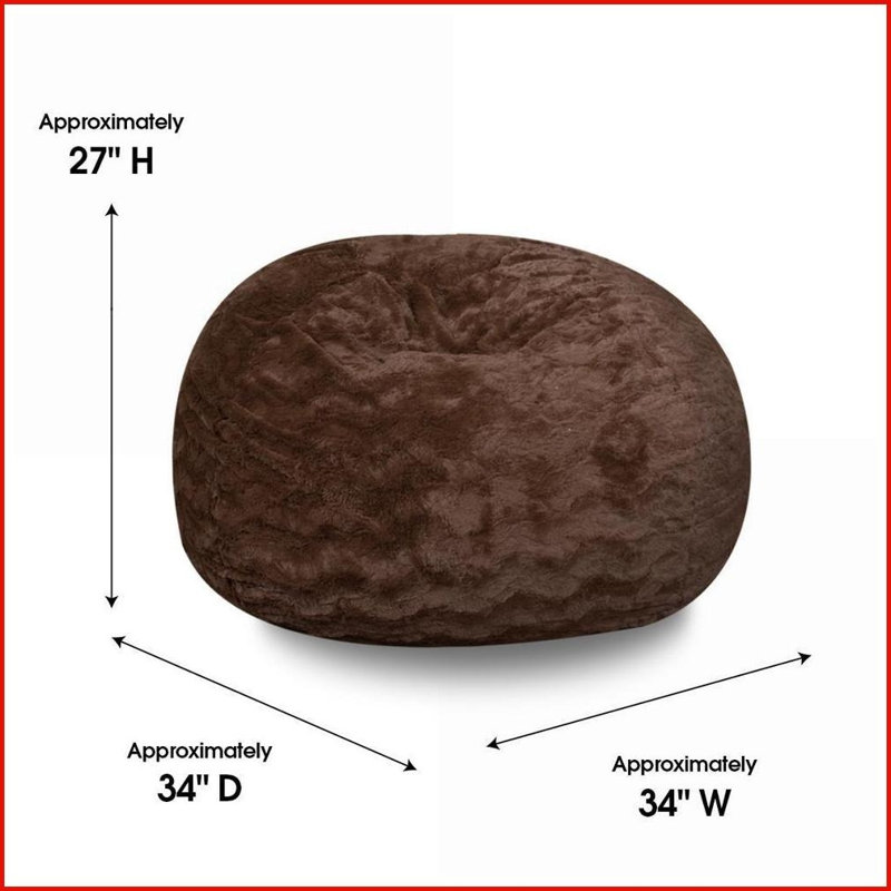 3ft Faux Fur Bean Bag Chair for Adults &amp; Kids - Easy-Clean Cover | Brown | Faux Fur, Brown Velvet