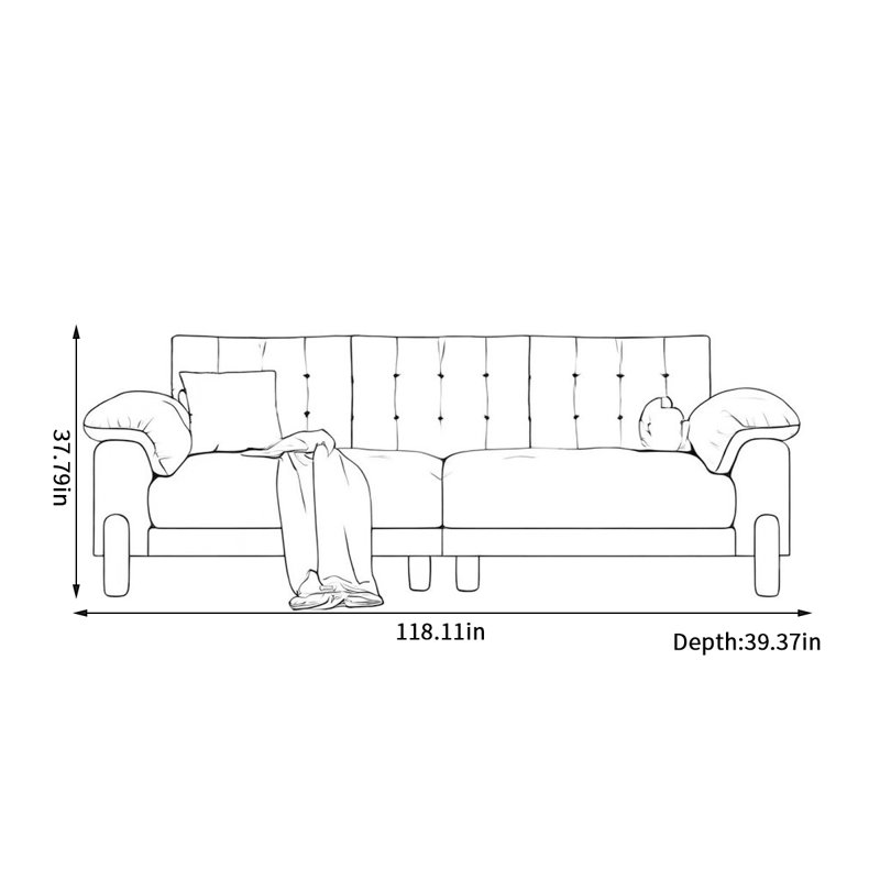 Canapé moderne et confortable en tissu, H 37,79 po x l 118,11 po x P 39,37 po, 5