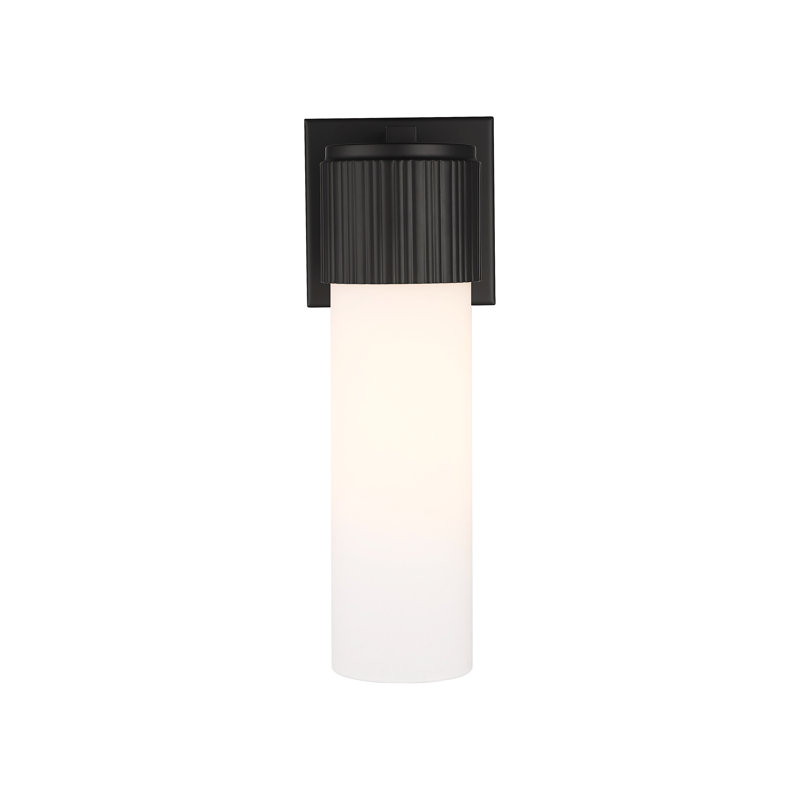 Applique murale 1 lumière 12 "Bolivar, Noir mat, H 15 po x l 5,1 po x P 4 po, Blanc mat