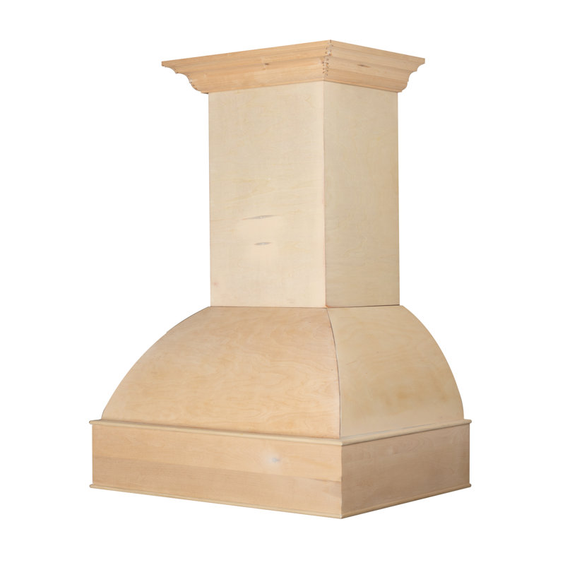 36" Wood 700 CFM Ducted Wall Mount Range Hood, Unfinished Wood
