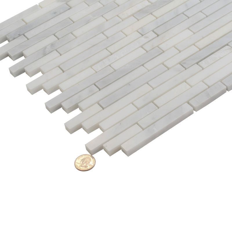 11.6" X 12" Linear Marble Mosaic Tile, White