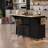 Kitchen Island With Drop-leaf Countertop, 5 Wheels, Storage Cabinet, Open Shelves And 3 Drawers-106952071