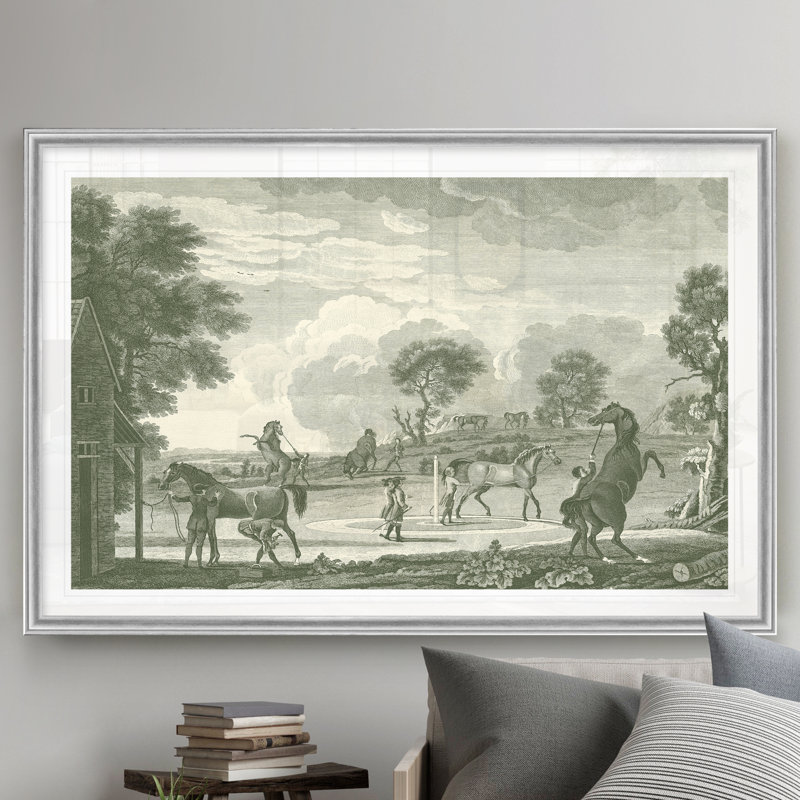 « équestres scenes ii », reproduction sur toile, H 18,5 po x l 24,5 po x P 1,5 po, Argent