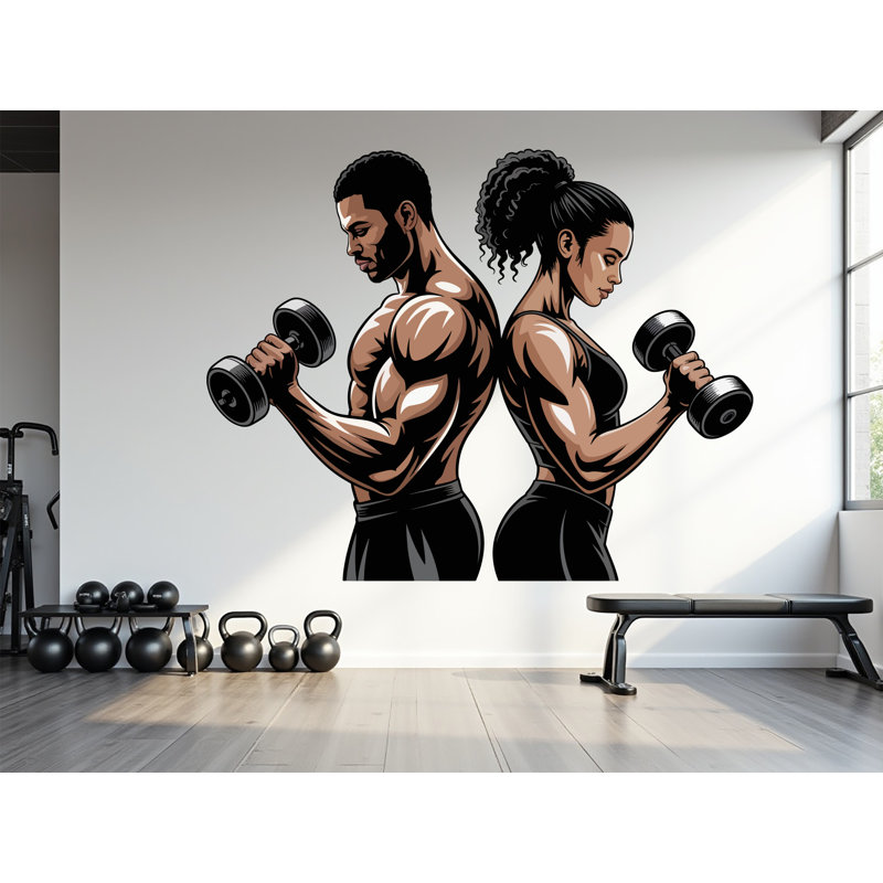 Adhésif décoratif couple gym, H 13 po x l 10 po
