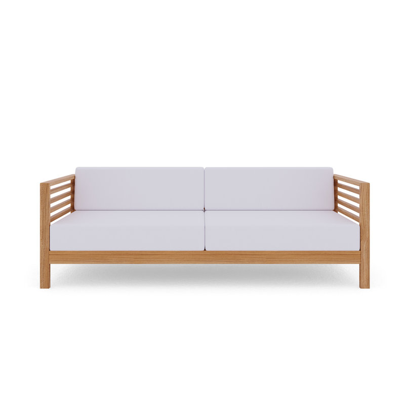 Amblewood Summer Teak Outdoor Sofa, Canvas White Sunbrella® Canvas