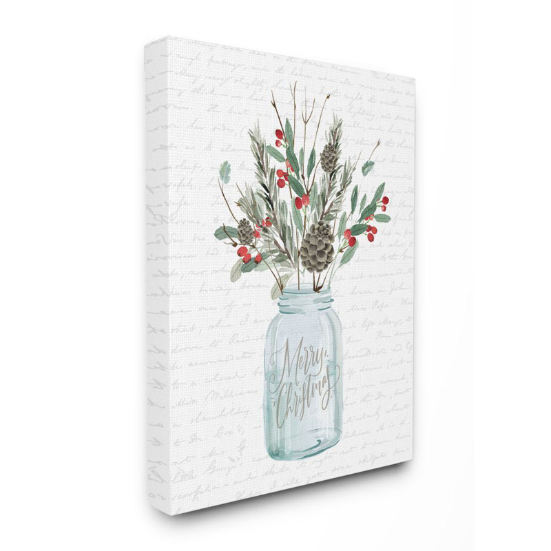 «Merry Christmas Foliage Jar», impression, Toile tendue, H 30 po x l 24 po