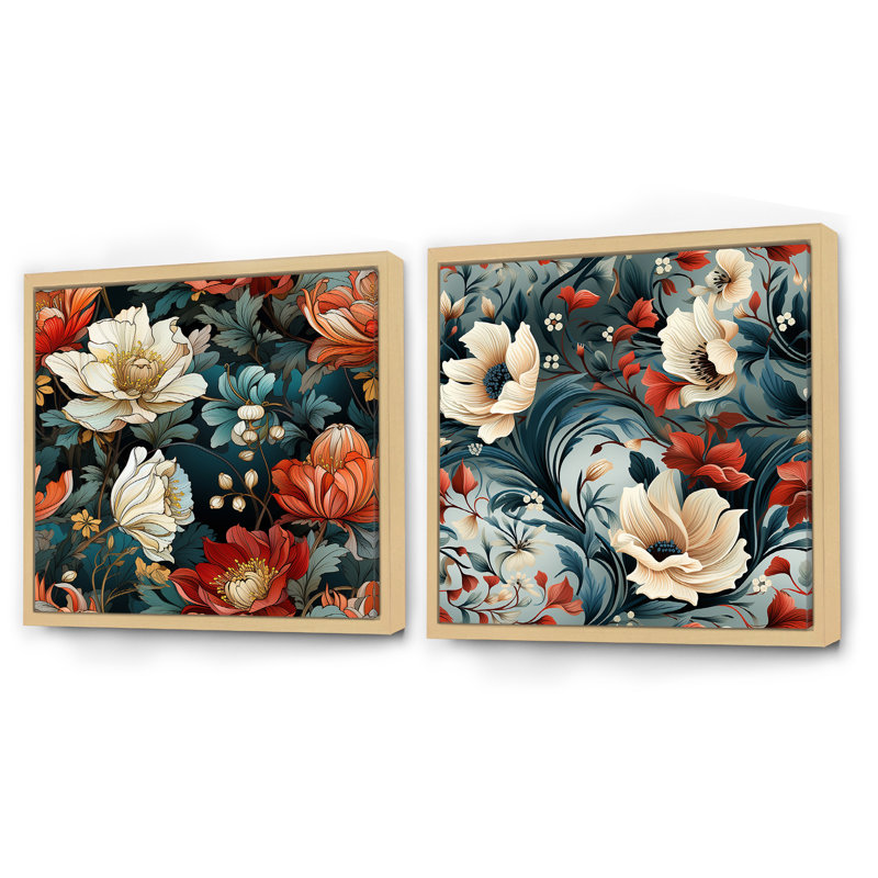 Ensemble de 2 fleurs Elsmere Wines, Cadre flottant brun, H 36 po x l 73 po