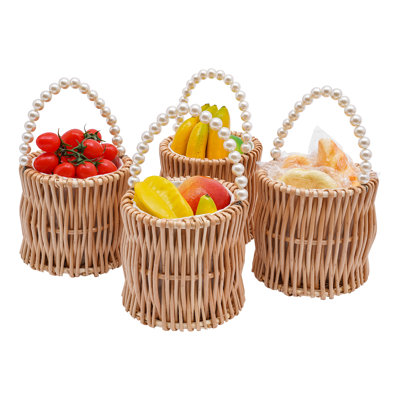 8 pièces panier de fleurs en rotin et osier pour décoration de mariage