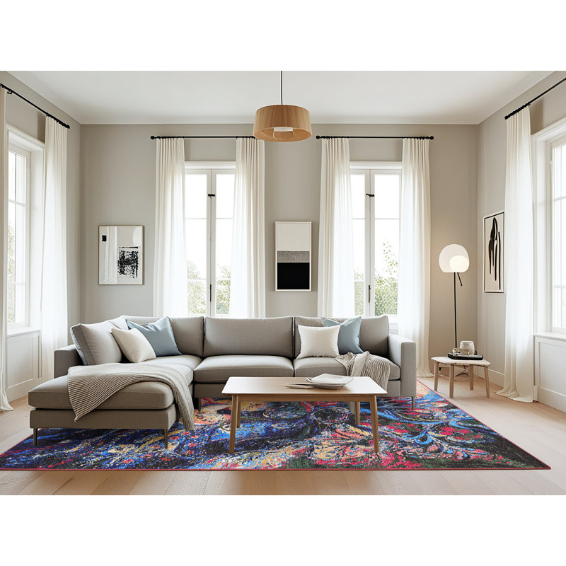Tapis noir / bleu, Rectangle 8 pi x 12 pi