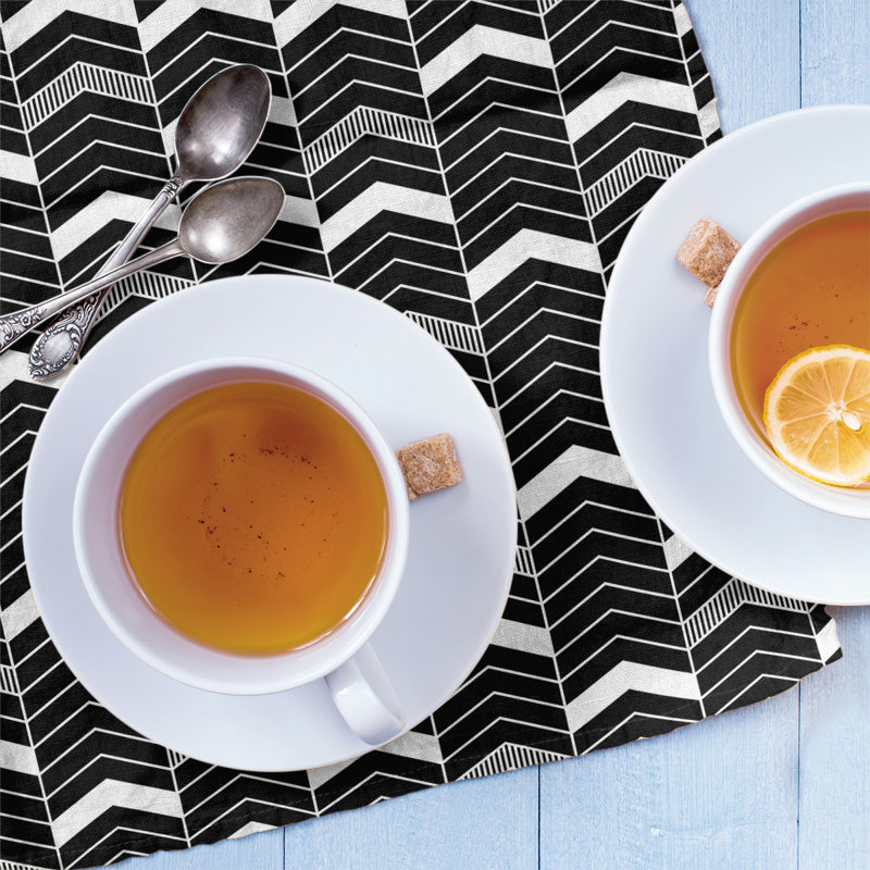 Stephenie Tea Towel Kitchen Towel, Black/White, Poly Twill
