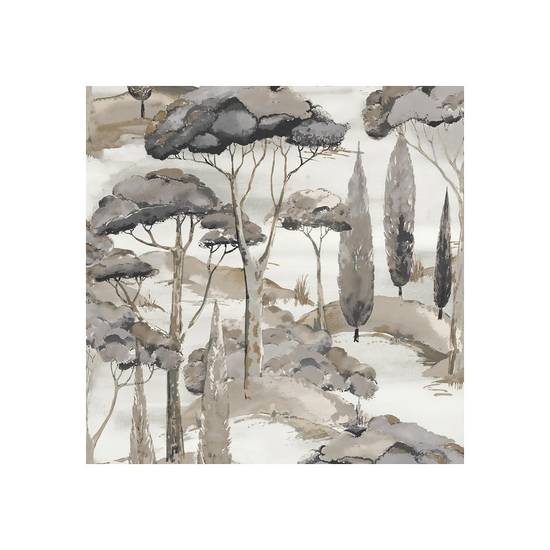 Arcadia Collection Branched Trees Motive Wallpaper Roll, Grey