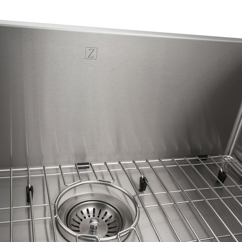 ZLINE 27 in. Meribel Undermount Single Bowl Stainless Steel Kitchen Sink with Bottom Grid (SRS-27)