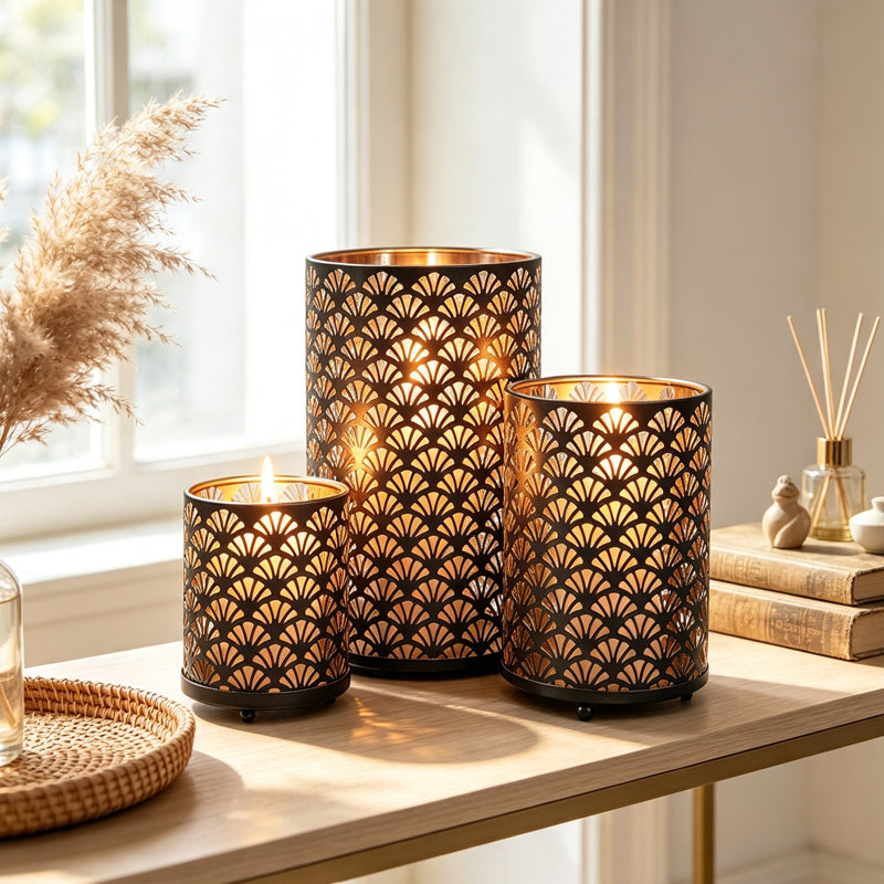 Bronze Hurricane Pillar Candleholder