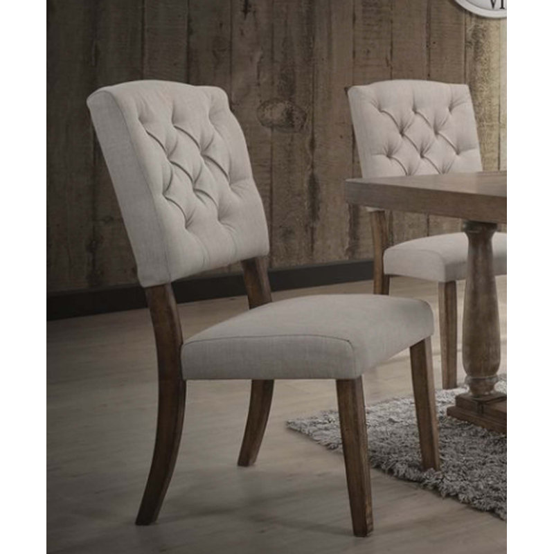 Ensemble de 2 chaises d'appoint Bernard Linen, Beige, Chêne