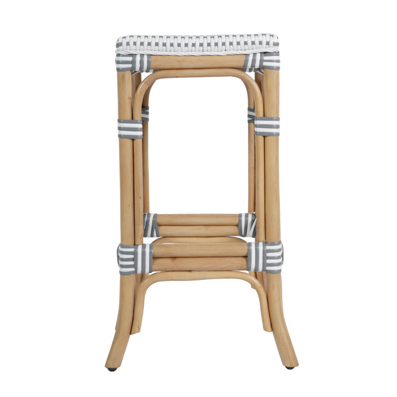 Tabouret de comptoir Laguna, Blanc avec accents gris, 24.5