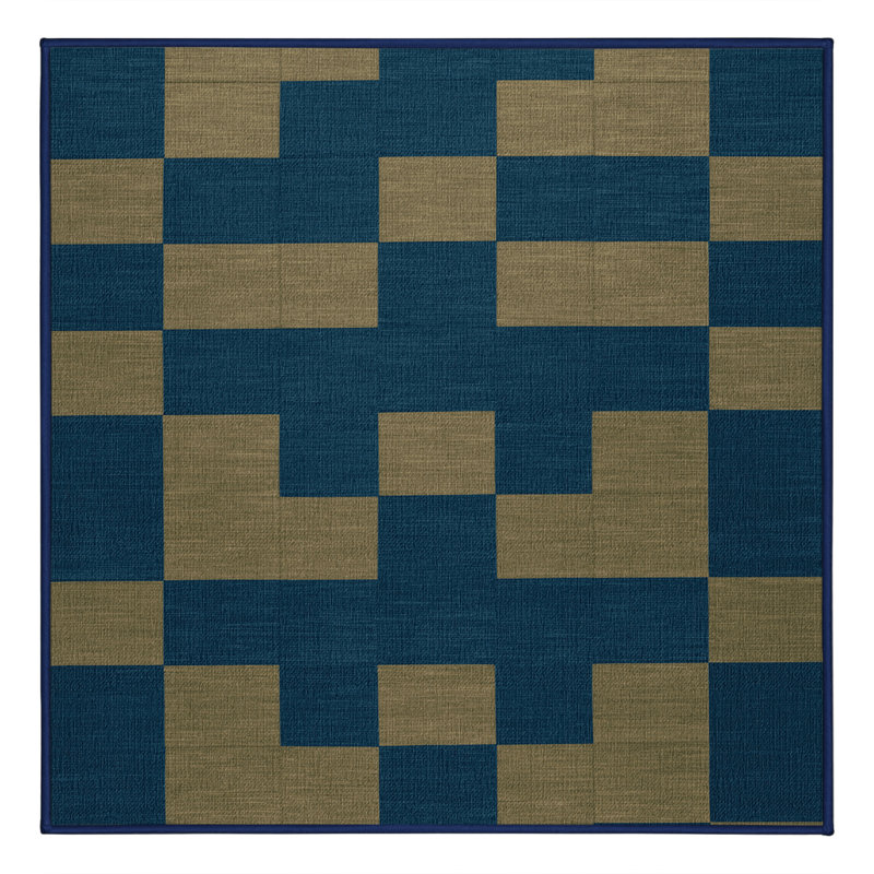 Tapis bleu à carreaux lavable à la machine, Carré 7 pi