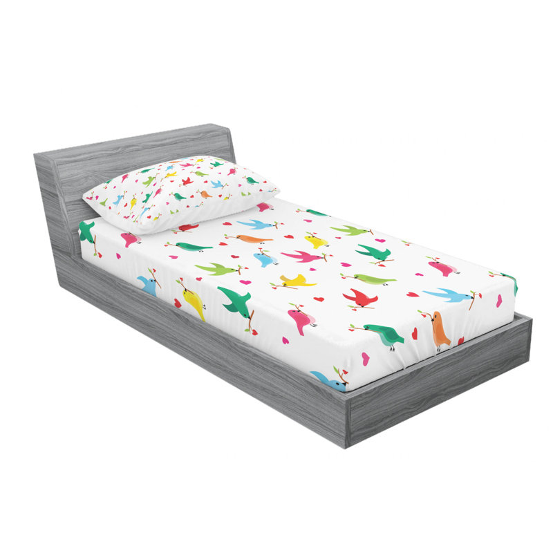 Twin White Microfiber Floral Kids Sheet Set