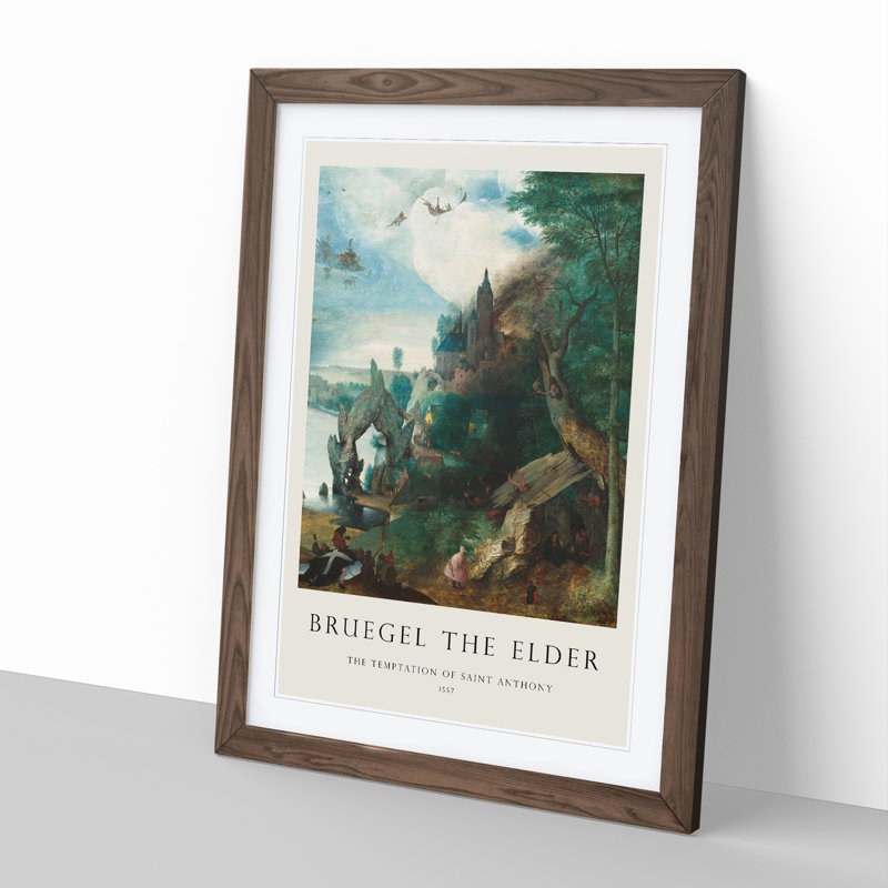 The Temptation of Saint Anthony by Pieter Bruegel the Elder - Picture Frame Painting, 36cm H x 27cm W x 2cm D, Walnut Framed