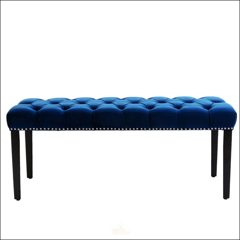 Heng Ming Velvet Upholstered Tufted Bench Ottoman, Comfortable And Stylish Footrest For Entryway, Dining, And Living Rooms