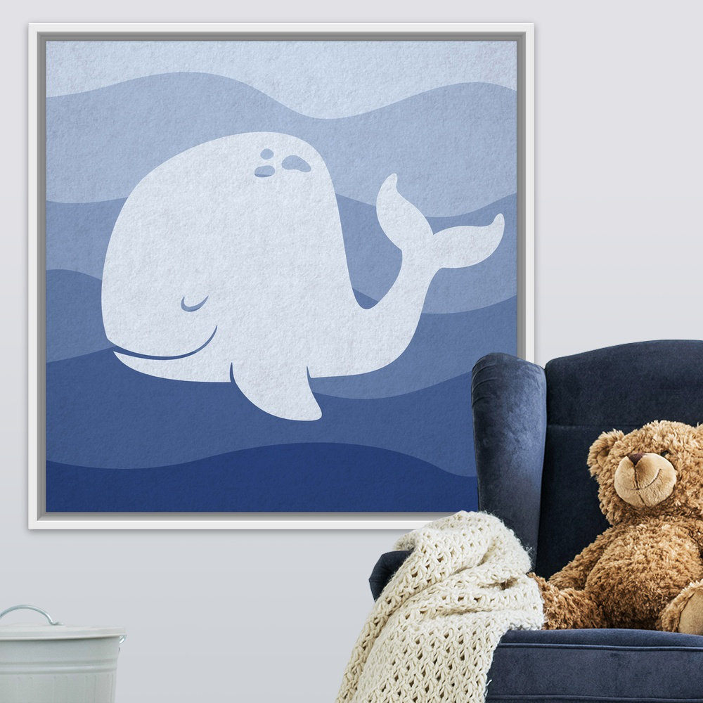 'Whale Underwater Nursery' Circle Kids Graphic Art Print Great Big Canvas 