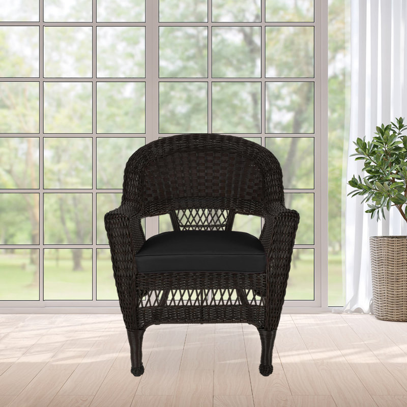 Chaise de patio avec coussins Arliss, Espresso, Noir
