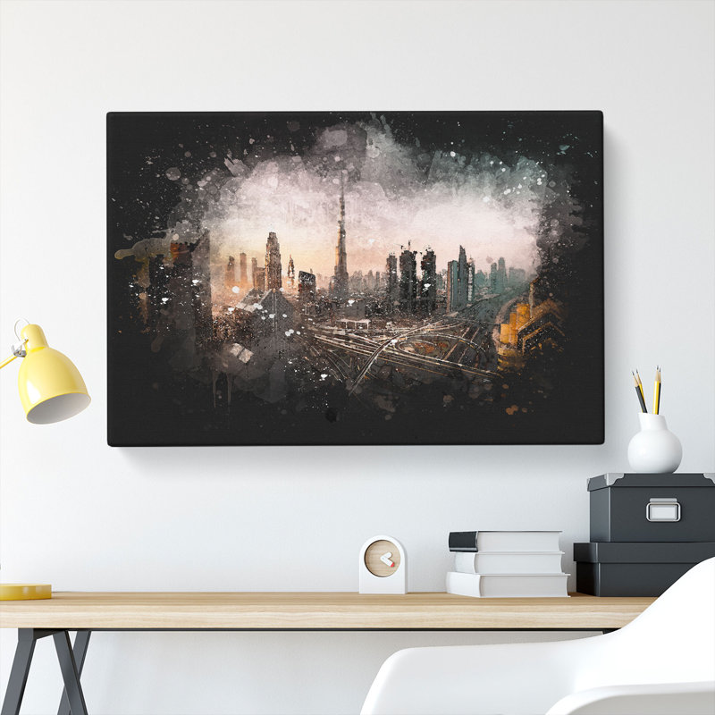 Burj Khalifa Dubai Skyline - Wrapped Canvas Painting, 40cm H x 60cm W x 3cm D