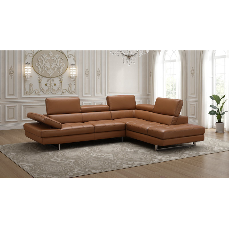 Canapé modulaire 2 pièces Antalya, Cuir véritable caramel