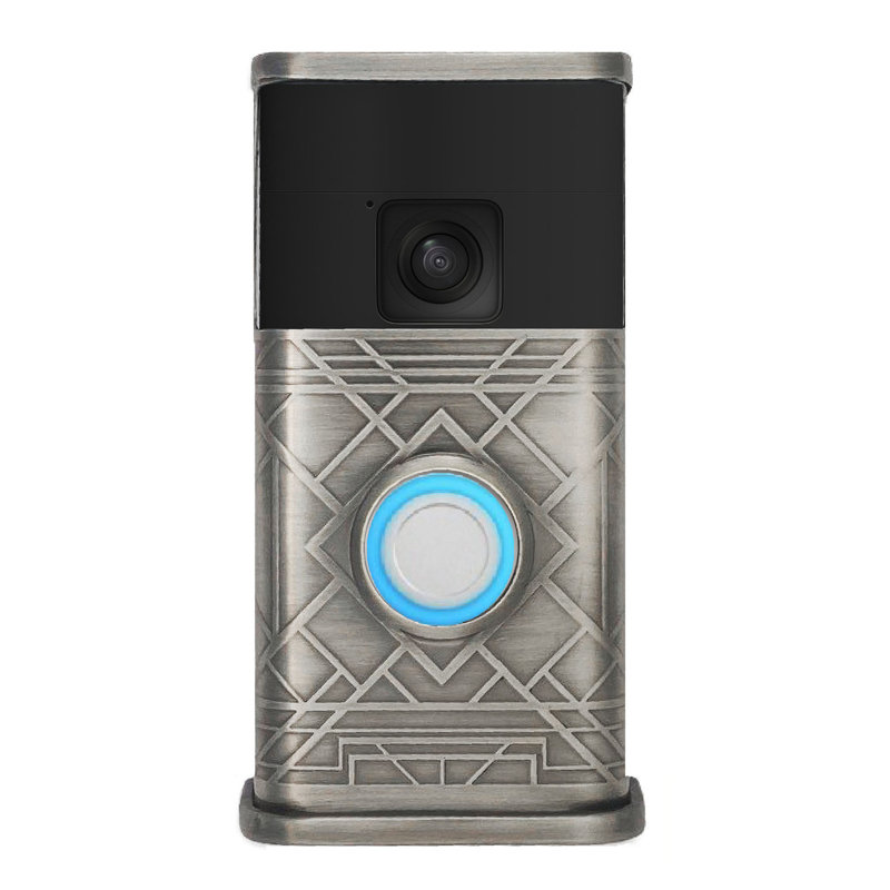 Housse de sonnette vidéo Art Deco - Compatible avec sonnette de porte (2024), Étain antique