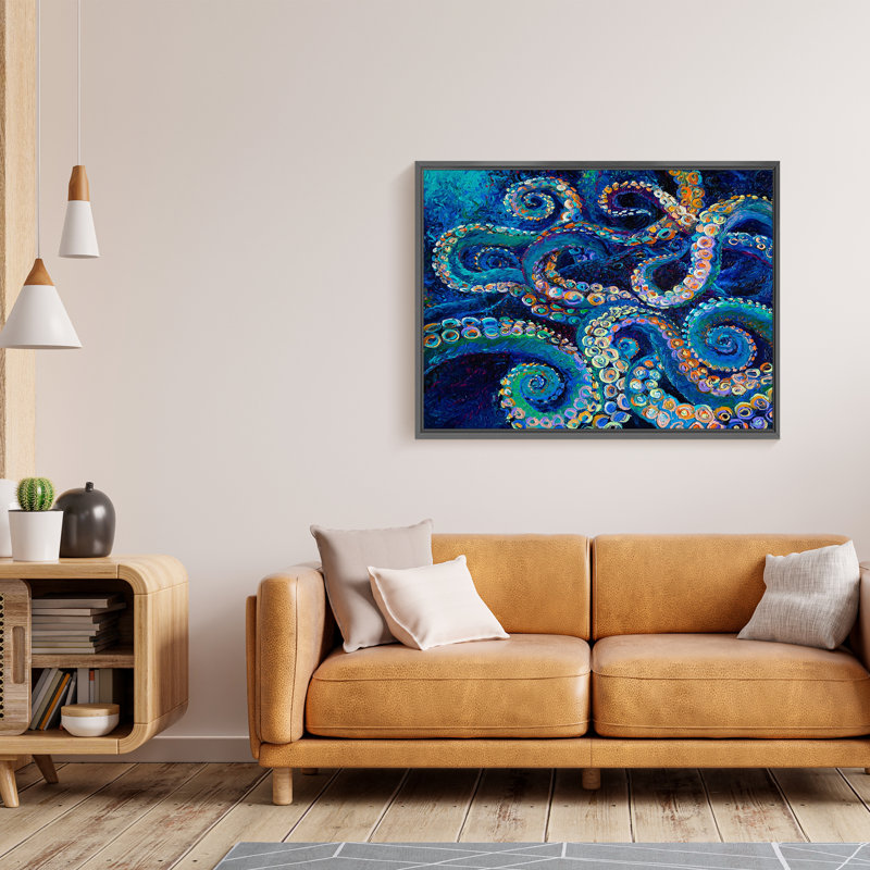 «Marine Animal Octopus», reproduction d'un seul cadre photo sur toile, H 12 po x l 16 po x P 1,5 po, Cadre noir