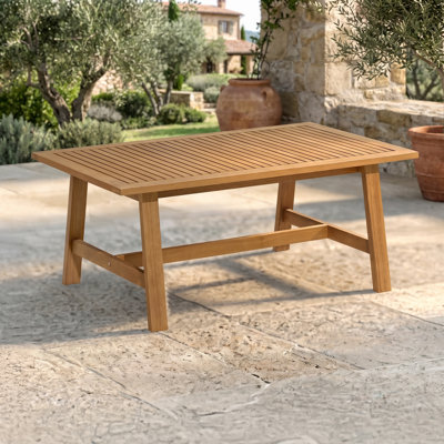 Table basse d'extérieur Furniture Weyra - Petite table d'extérieur en bois d'eucalyptus résistant aux intempéries de 39,4 po avec plateau à lattes - Mobilier d'extérieur moderne pour patio, terrasse ou bord de piscine (naturel)