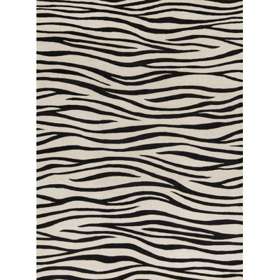 Hand-Knotted High-Quality Black and Beige Area Rug