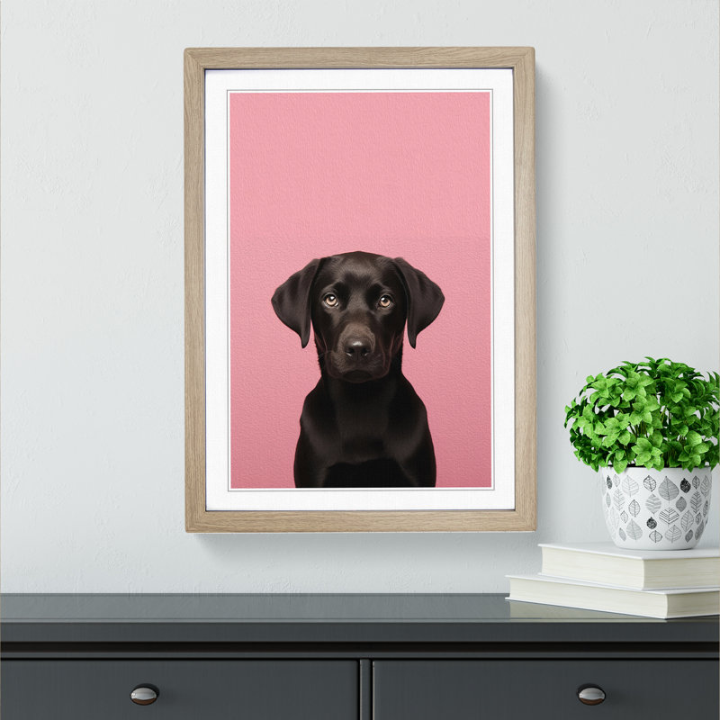 Labrador Retriever Minimalism - Framed Print, Oak Framed, 46cm H x 34cm W