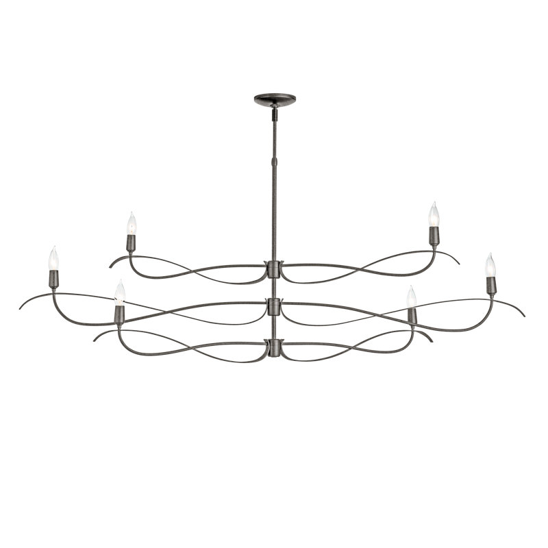 Willow 6 - Light Candle Style Classic Chandelier, Natural Iron, Large