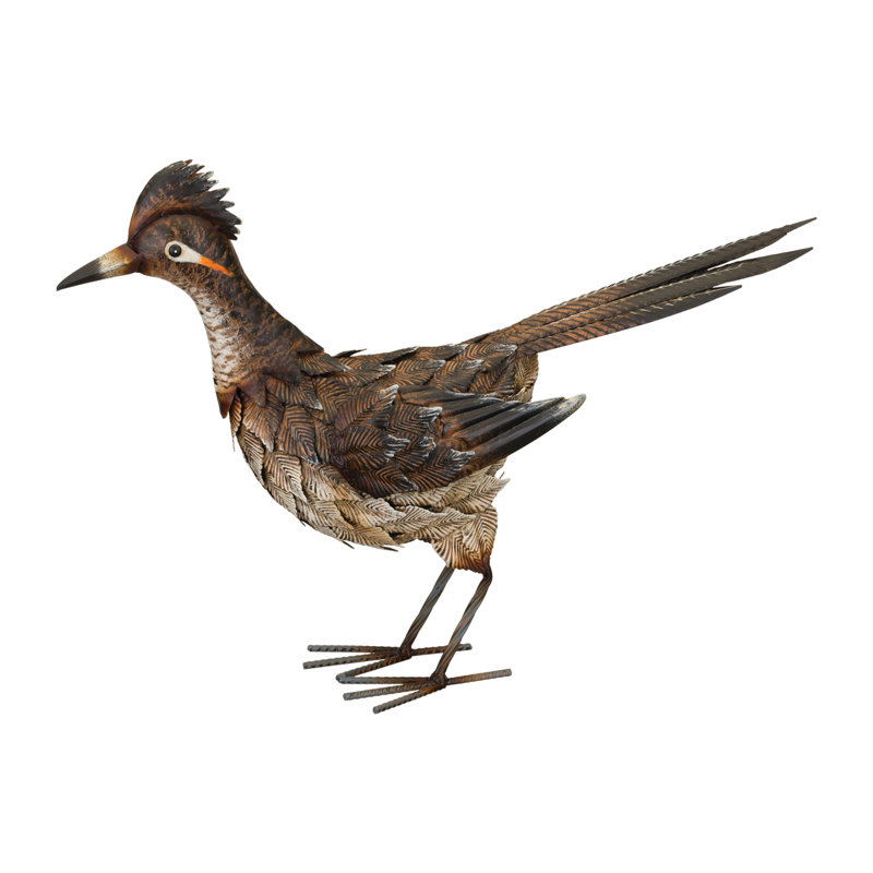 Statue Valero Sienna Roadrunner regardant en métal, 15.75" H x 20.67" W x 13.58" D